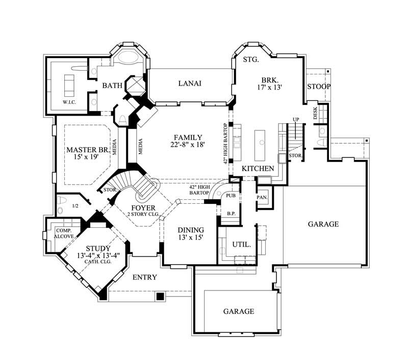 Floor Plan First Story of Luxury Plan #134-1324