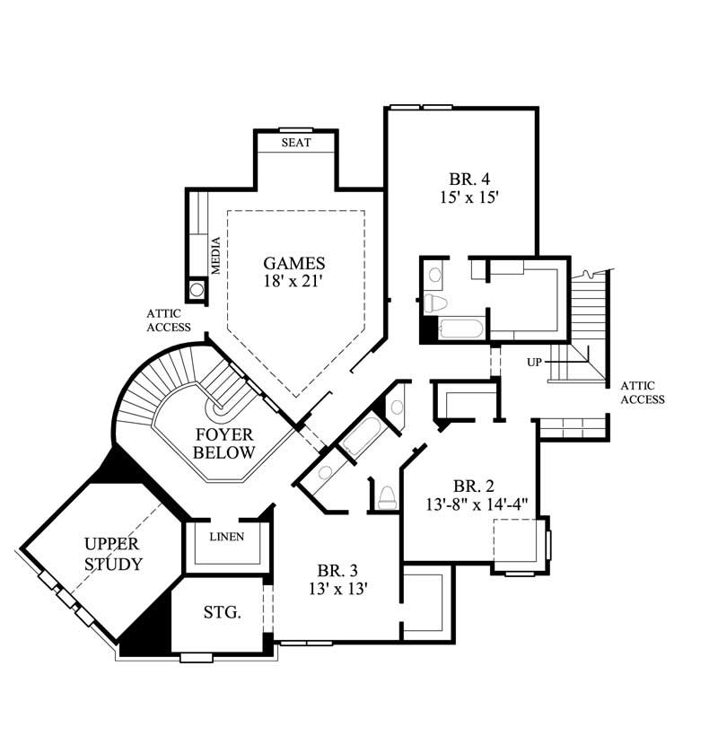 Floor Plan Second Story of Luxury Plan #134-1324