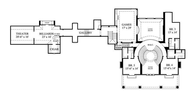 Floor Plan Second Story of Farmhouse Plan #134-1325