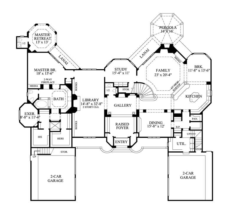 Floor Plan First Story of European Plan #134-1326