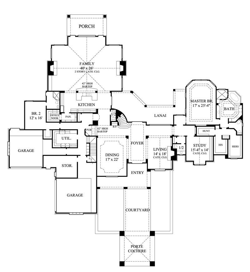 Floor Plan First Story of Luxury Plan #134-1327