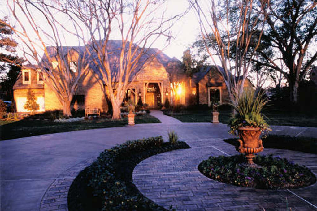 Luxury estate home at sunset.