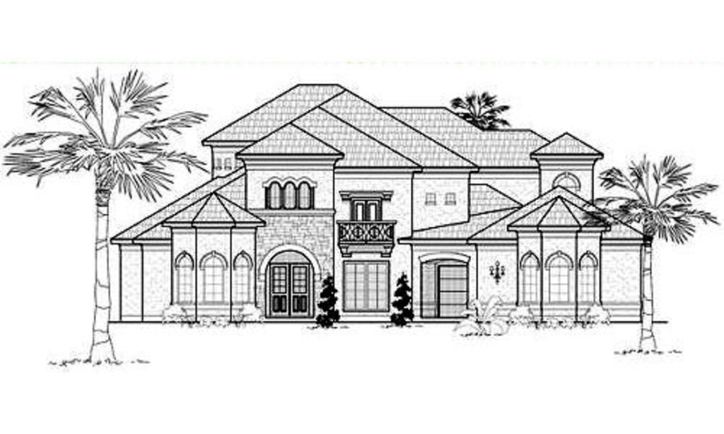 Home Plan Front Elevation of this 5-Bedroom,5502 Sq Ft Plan -134-1329