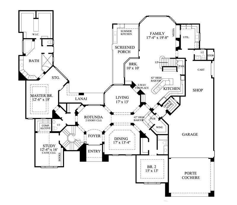 Floor Plan First Story of European Plan #134-1330