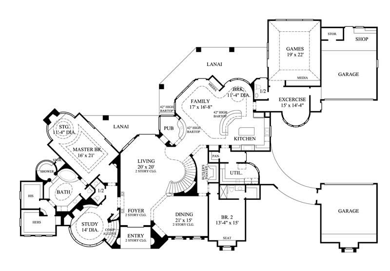 Floor Plan First Story of European Plan #134-1331