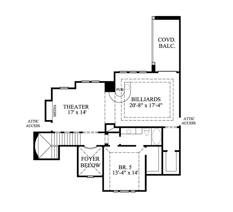 Floor Plan Second Story of Luxury Plan #134-1334
