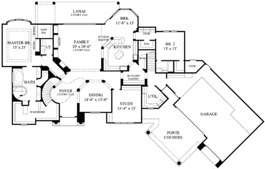 Floor Plan First Story of Luxury Plan #134-1335