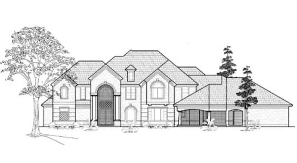 Home Plan Front Elevation of this 4-Bedroom,4894 Sq Ft Plan -134-1335