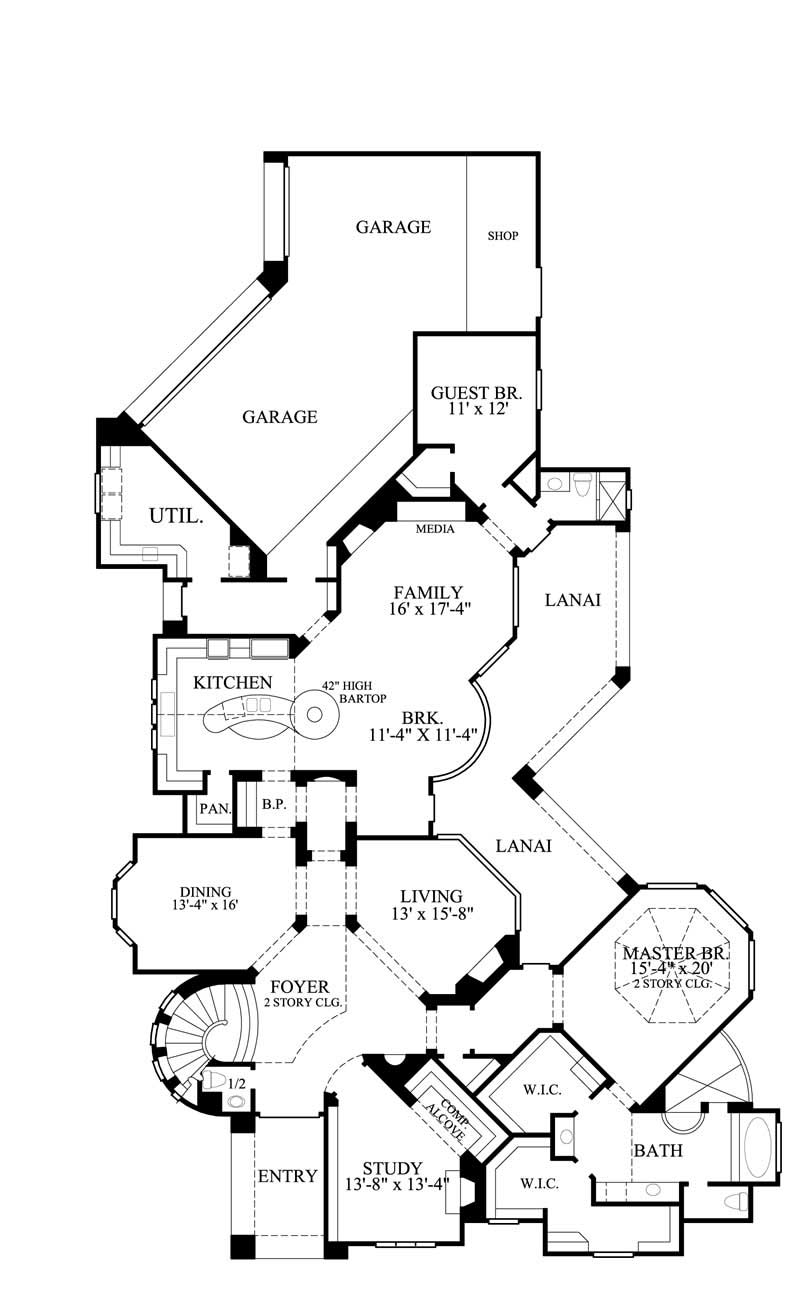 Floor Plan First Story of European Plan #134-1336