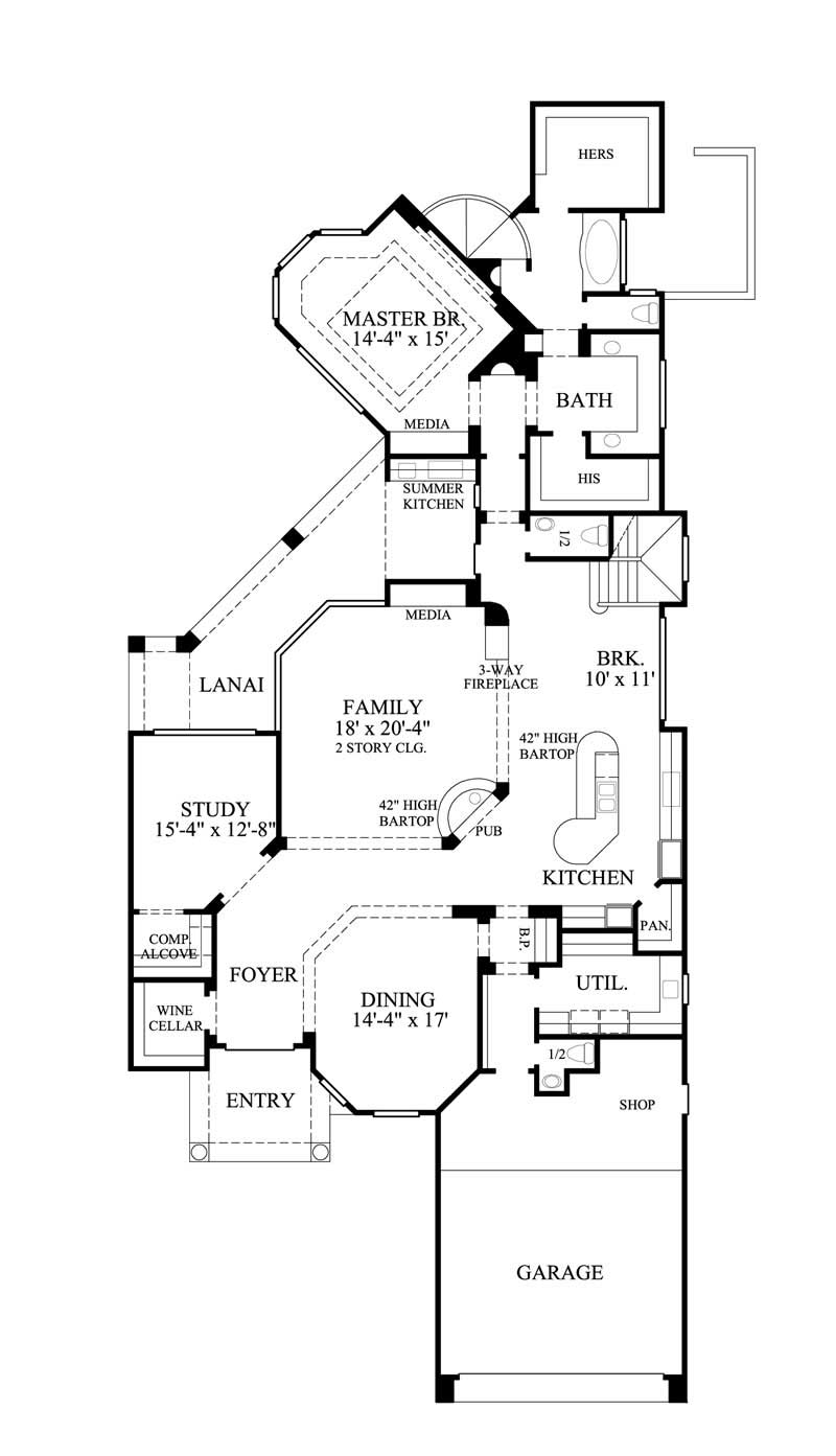 Floor Plan First Story of Luxury Plan #134-1337