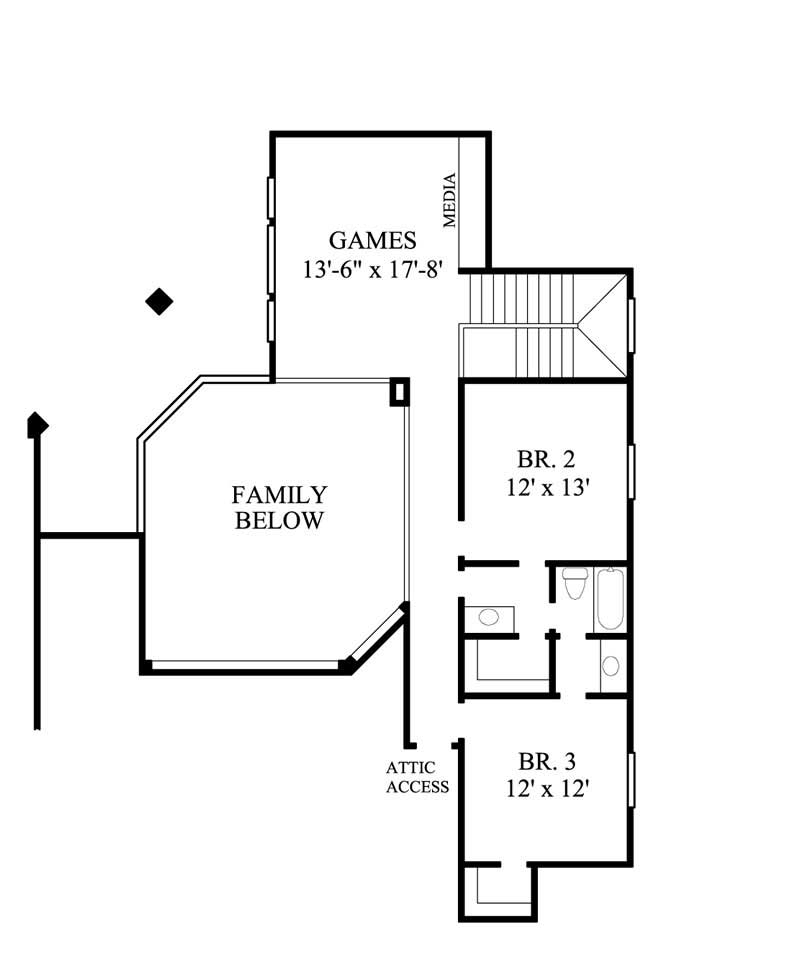 Floor Plan Second Story of Luxury Plan #134-1337