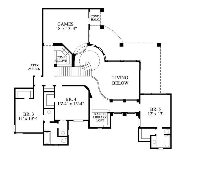 Floor Plan Second Story of California Style Plan #134-1339