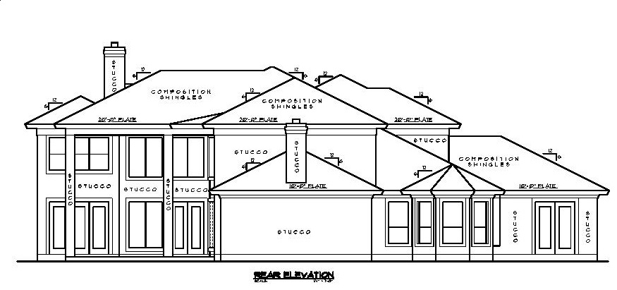 Home Plan Rear Elevation of this 5-Bedroom,4434 Sq Ft Plan -134-1339