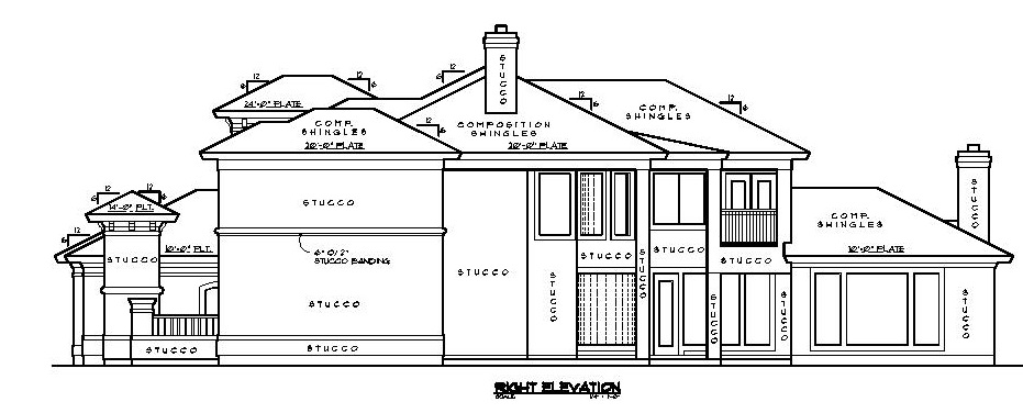Home Plan Right Elevation of this 5-Bedroom,4434 Sq Ft Plan -134-1339