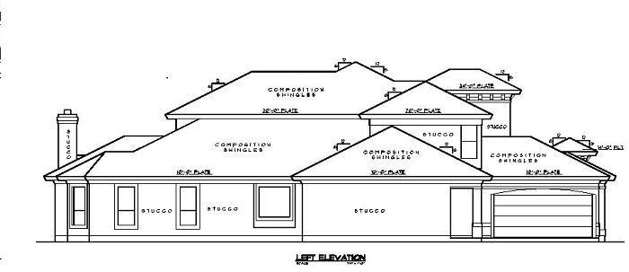 Home Plan Left Elevation of this 5-Bedroom,4434 Sq Ft Plan -134-1339