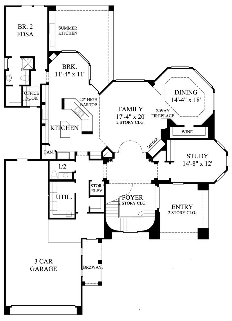 Floor Plan First Story of Mediterranean Plan #134-1340