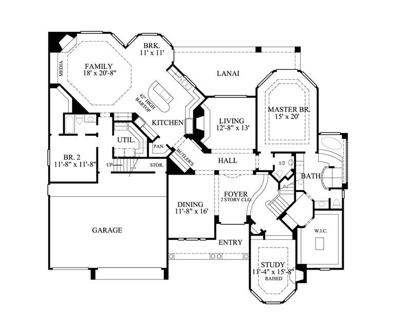 Floor Plan First Story of Luxury Plan #134-1342