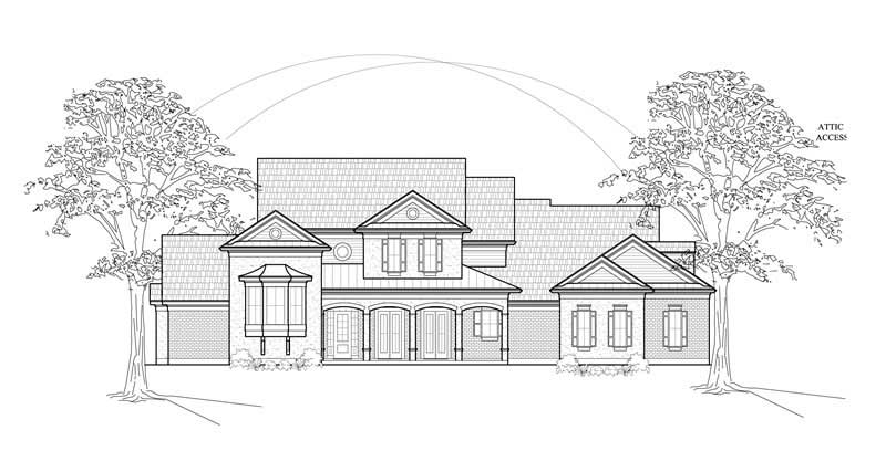 Home Plan Front Elevation of this 4-Bedroom,4323 Sq Ft Plan -134-1344