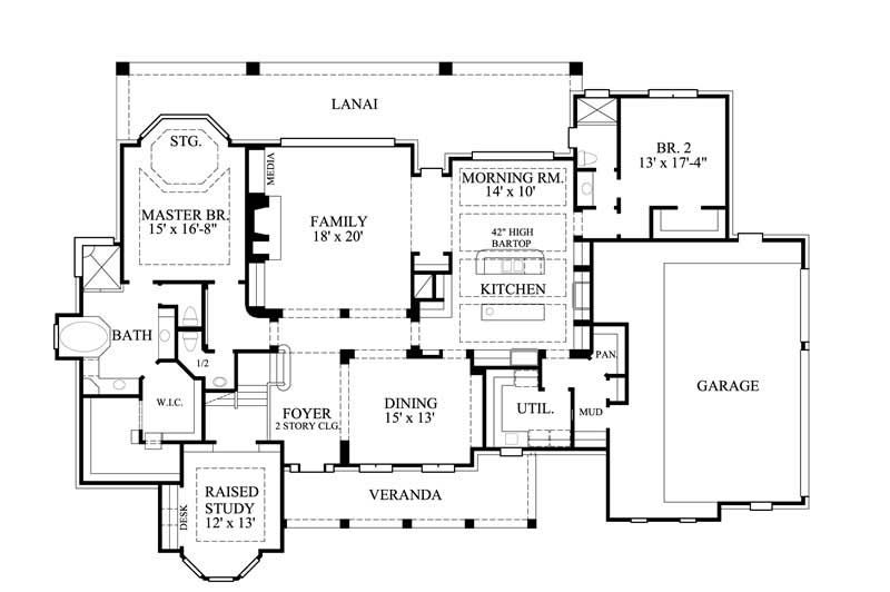 Floor Plan First Story of Farmhouse Plan #134-1344
