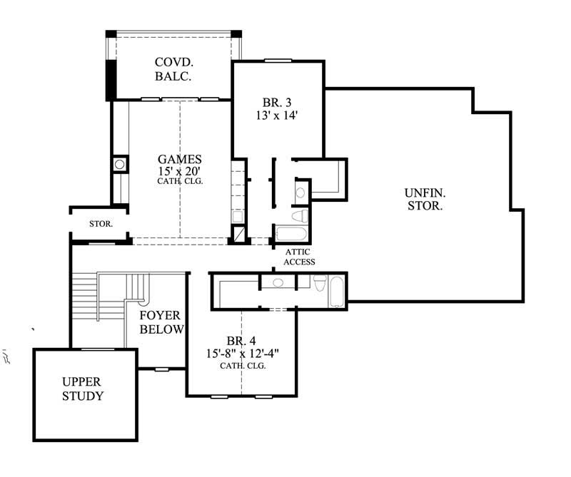 Floor Plan Second Story of Farmhouse Plan #134-1344