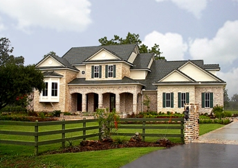 Front elevation of Farmhouse home (ThePlanCollection: House Plan #134-1344)