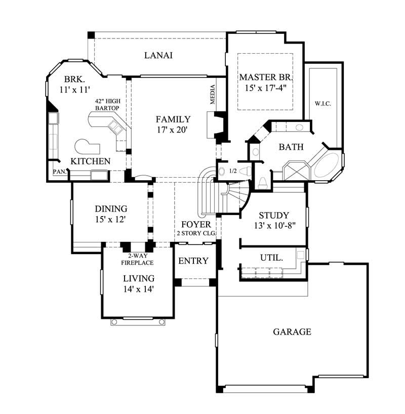 Floor Plan First Story of Mediterranean Plan #134-1348