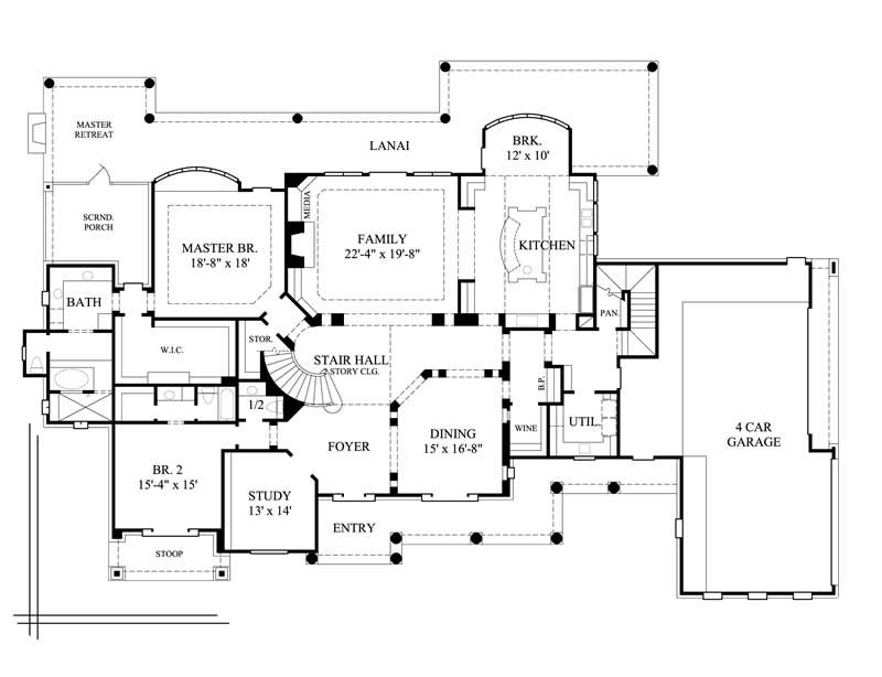 Floor Plan First Story of Farmhouse Plan #134-1349