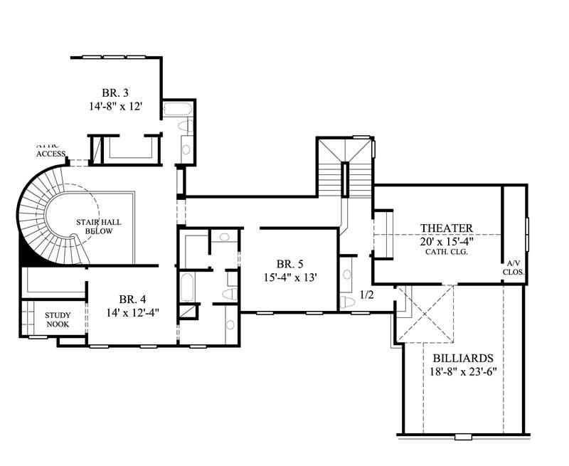 Floor Plan Second Story of Farmhouse Plan #134-1349