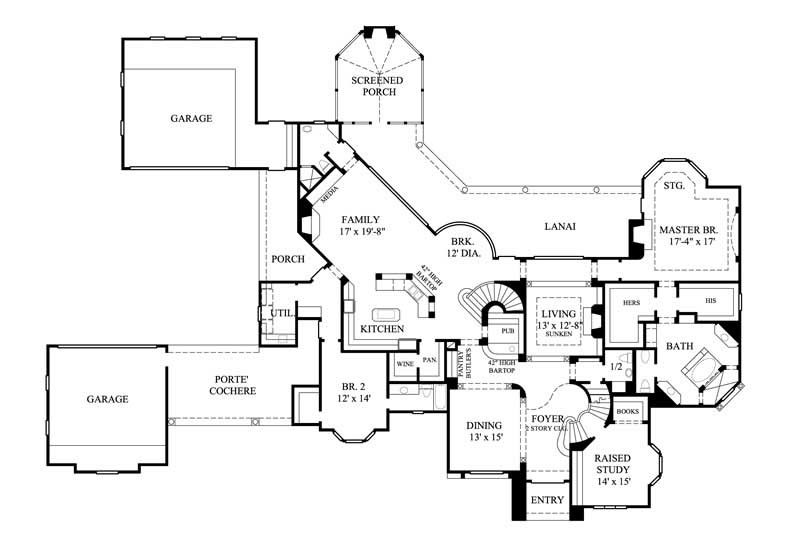 Floor Plan First Story of European Plan #134-1350