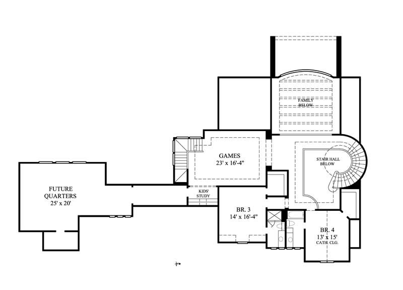 Floor Plan Second Story of Farmhouse Plan #134-1351