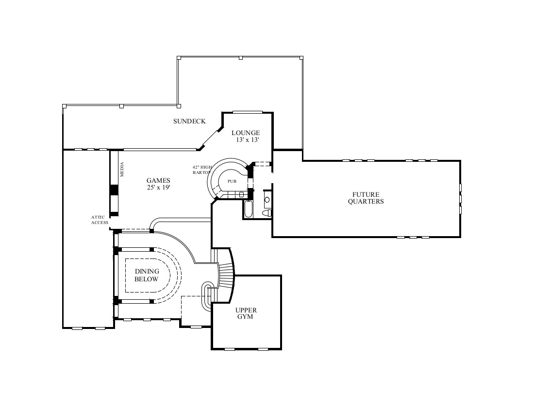 Floor Plan Second Story of Luxury Plan #134-1352