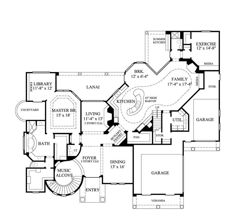 Floor Plan First Story of Luxury Plan #134-1353