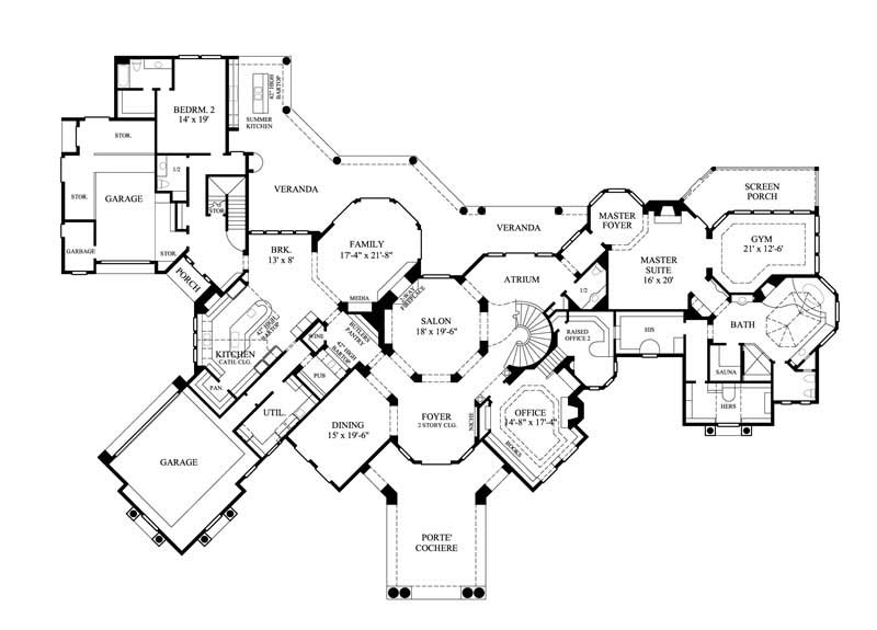 Floor Plan First Story of Luxury Plan #134-1355