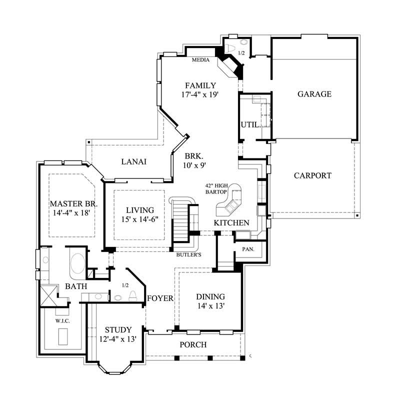 Floor Plan First Story of Traditional Plan #134-1356