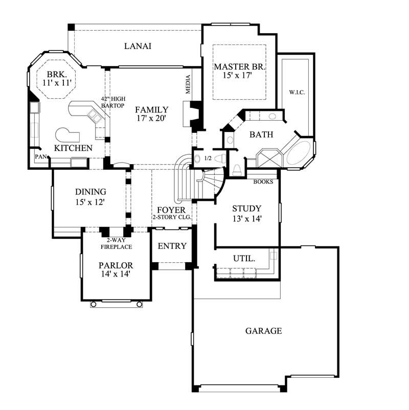 Floor Plan First Story of Luxury Plan #134-1357
