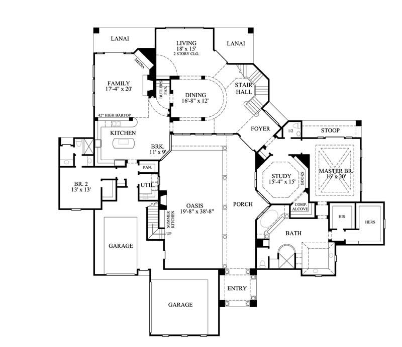 Floor Plan First Story of Mediterranean Plan #134-1359