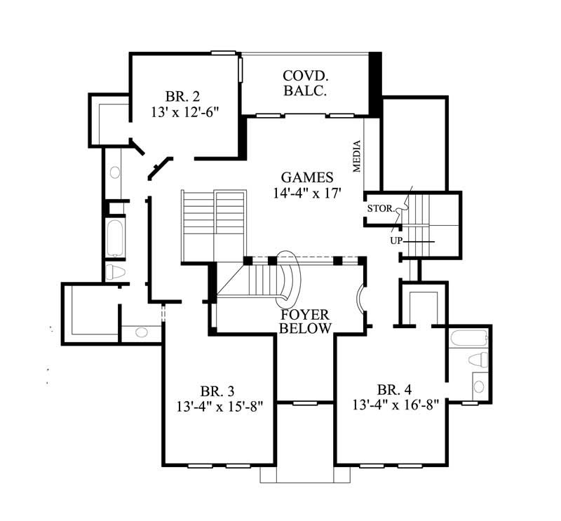 Floor Plan Second Story of Luxury Plan #134-1362