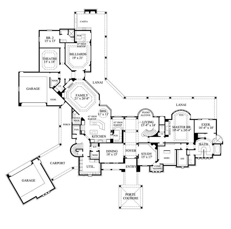 Floor Plan First Story of Luxury Plan #134-1363