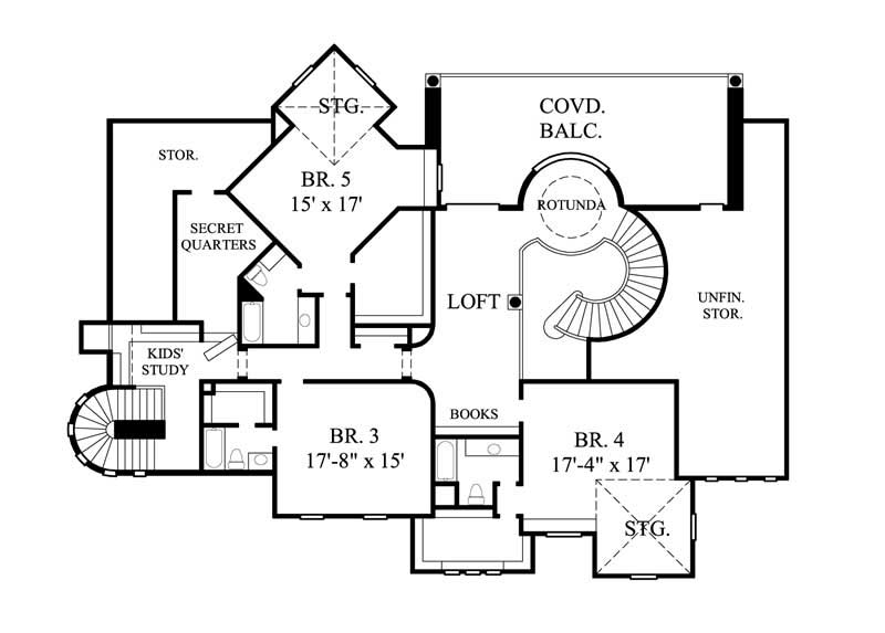 Floor Plan Second Story of Luxury Plan #134-1363