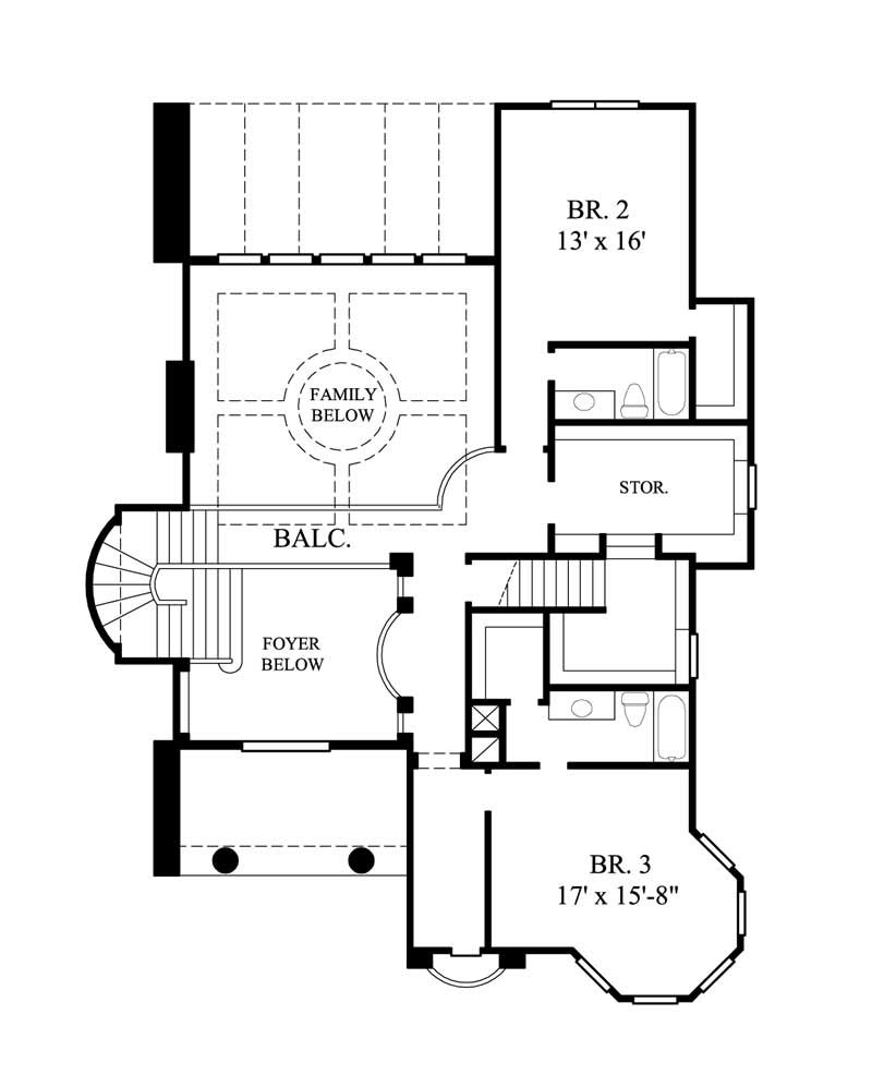 Floor Plan Second Story of Luxury Plan #134-1364