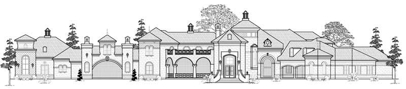 Home Plan Front Elevation of this 6-Bedroom,9166 Sq Ft Plan -134-1365