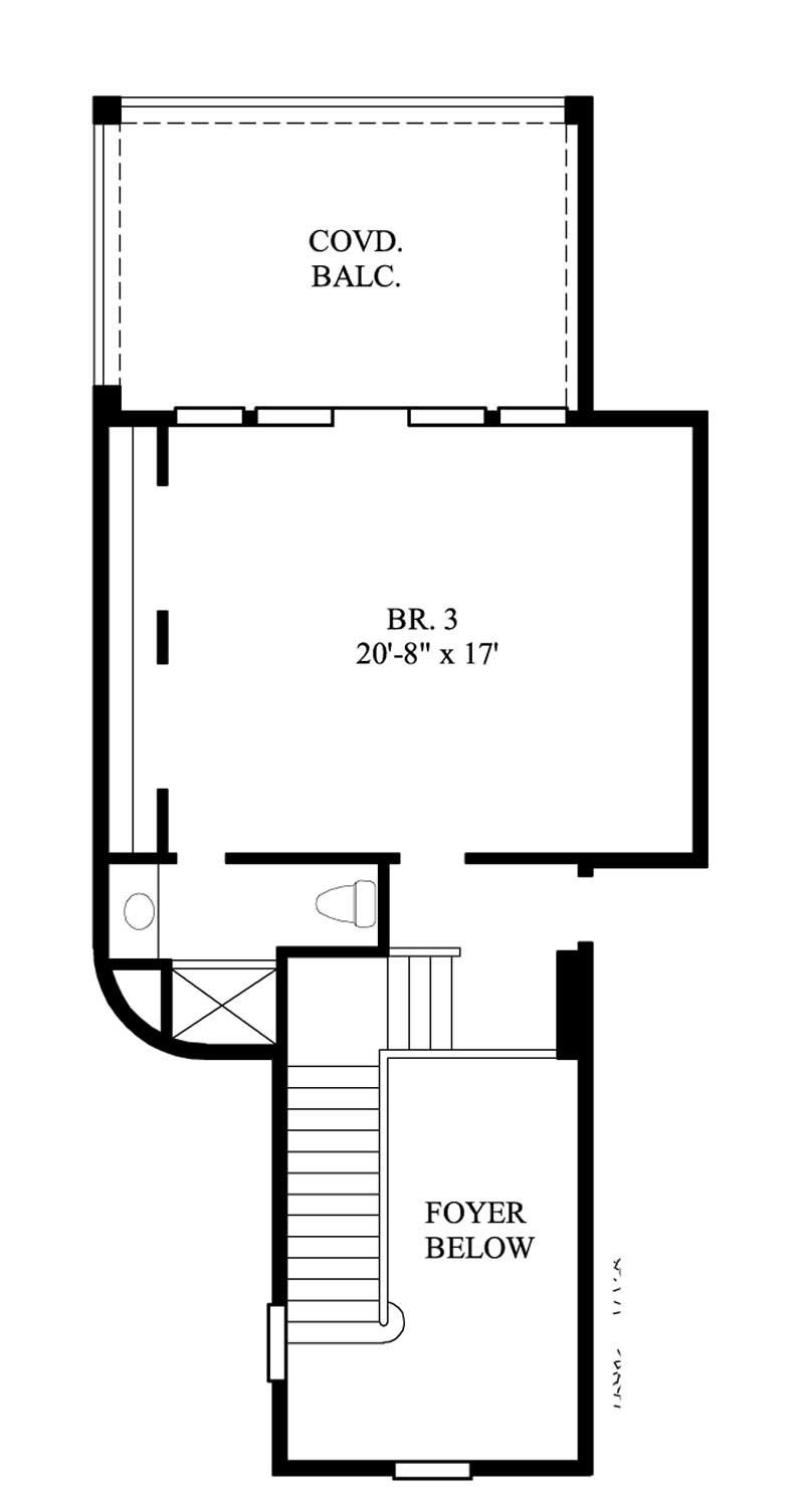 Floor Plan Second Story of Spanish Plan #134-1367