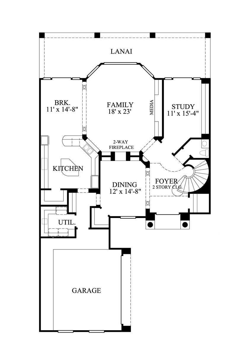 Floor Plan First Story of Mediterranean Plan #134-1369