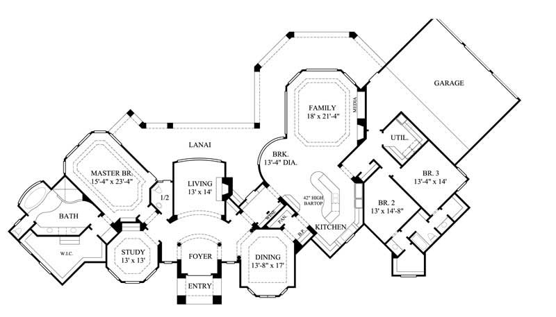 Floor Plan First Story of Luxury Plan #134-1370