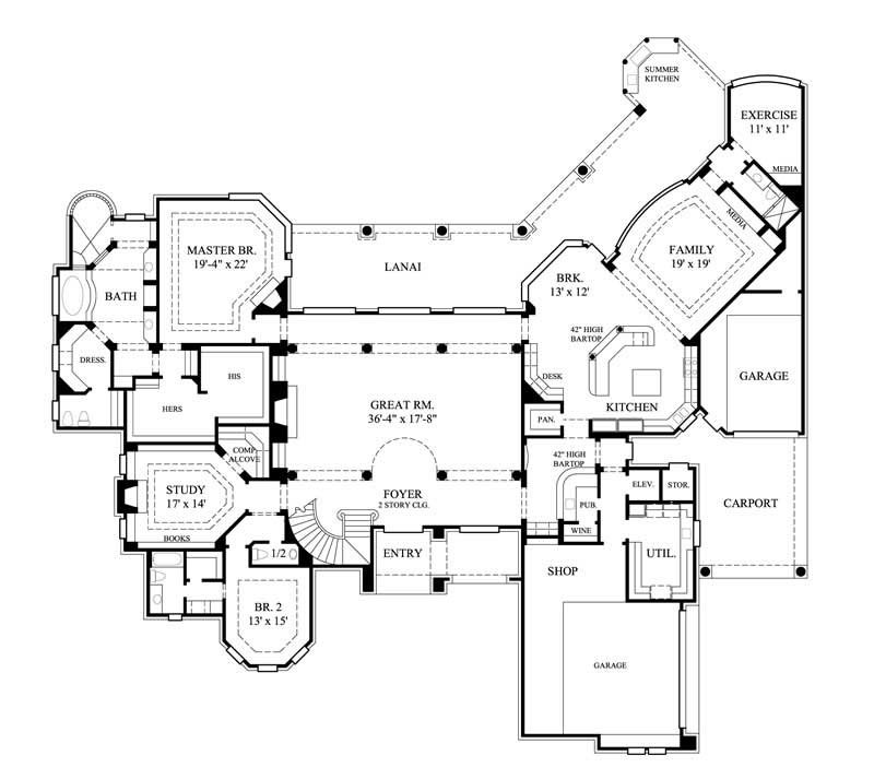Floor Plan First Story of Luxury Plan #134-1372
