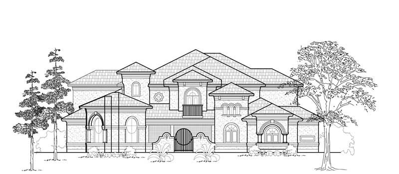 Home Plan Front Elevation of this 4-Bedroom,4932 Sq Ft Plan -134-1373