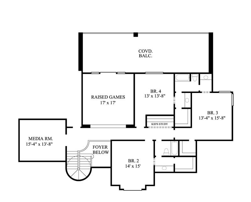 Floor Plan Second Story of Luxury Plan #134-1373