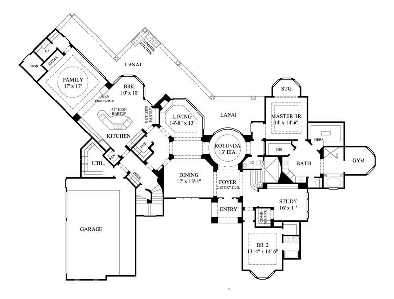 Floor Plan First Story of Luxury Plan #134-1374