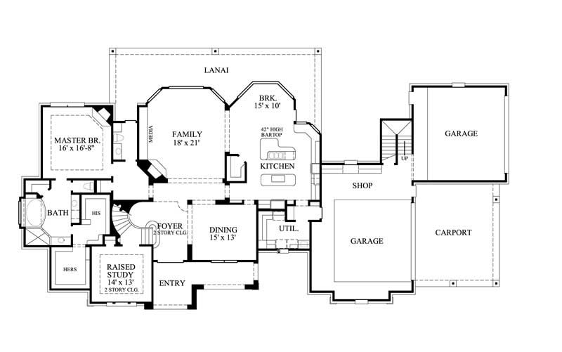 Floor Plan First Story of Luxury Plan #134-1375