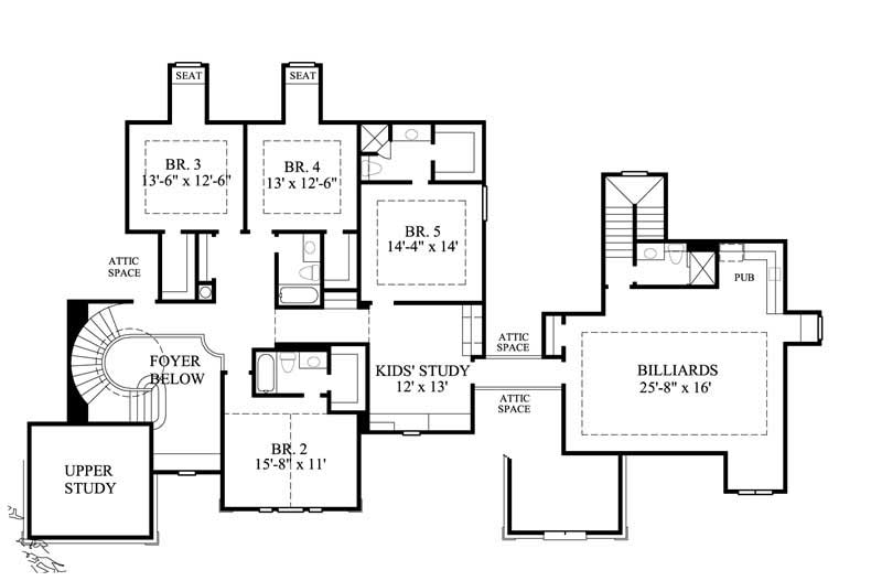 Floor Plan Second Story of Luxury Plan #134-1375